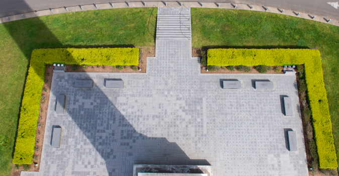 Location shot of placement for marker on the plaza in front of the Astoria Column