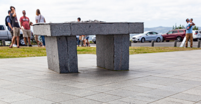 Location shot of placement for marker on the plaza in front of the Astoria Column